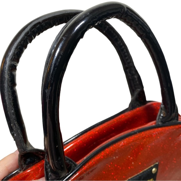 BETSEYVILLE by Betsey Johnson Red Glitter Handbag/Toiletry Bag - Picture 6 of 7